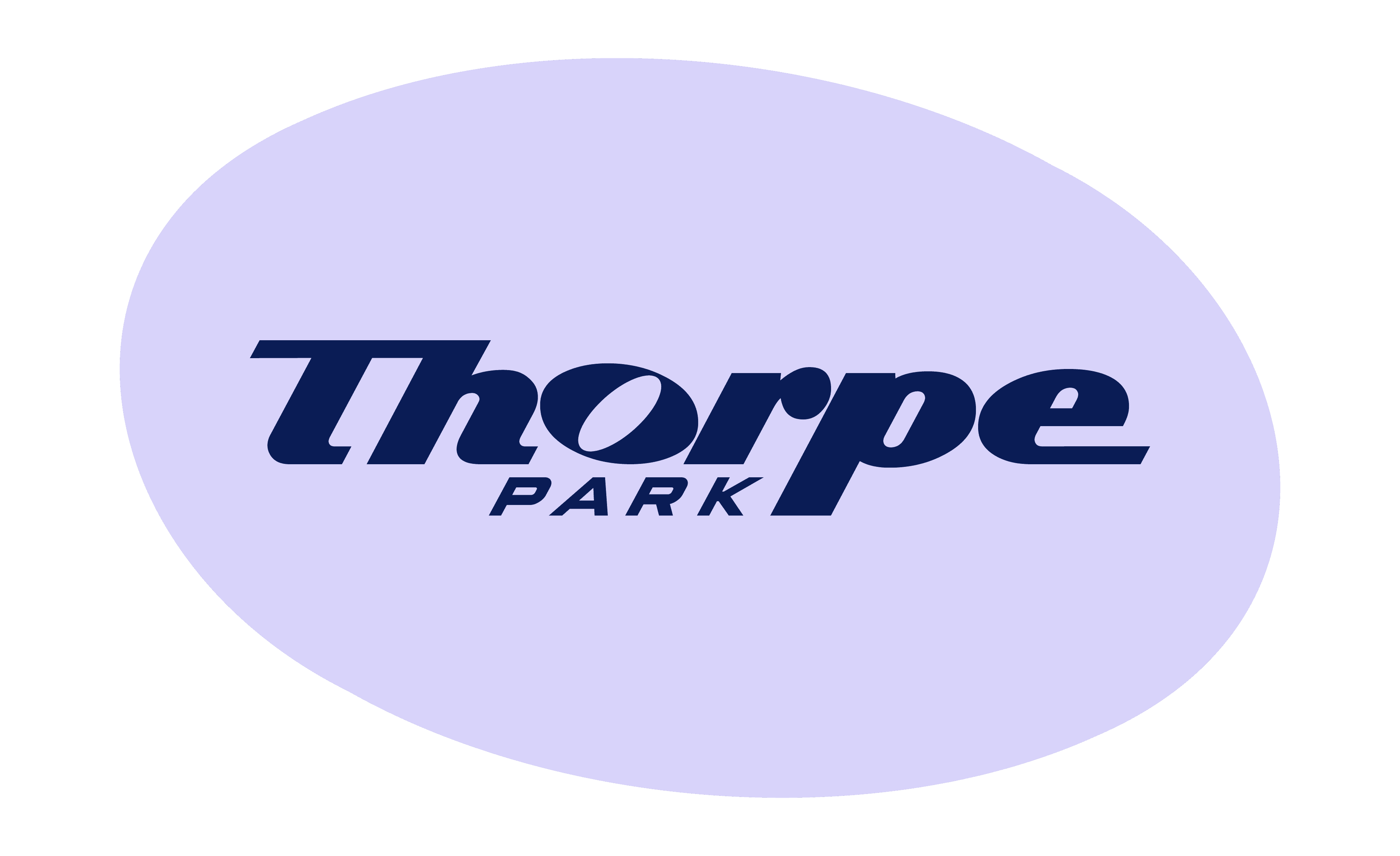 Dark purple text 'Thorpe' features, with the word 'Park' in all capitals below. The text is housed in a light purple circle.