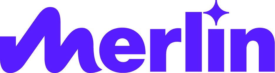 Merlin logo in Warm Blue. There is a star over the I.
