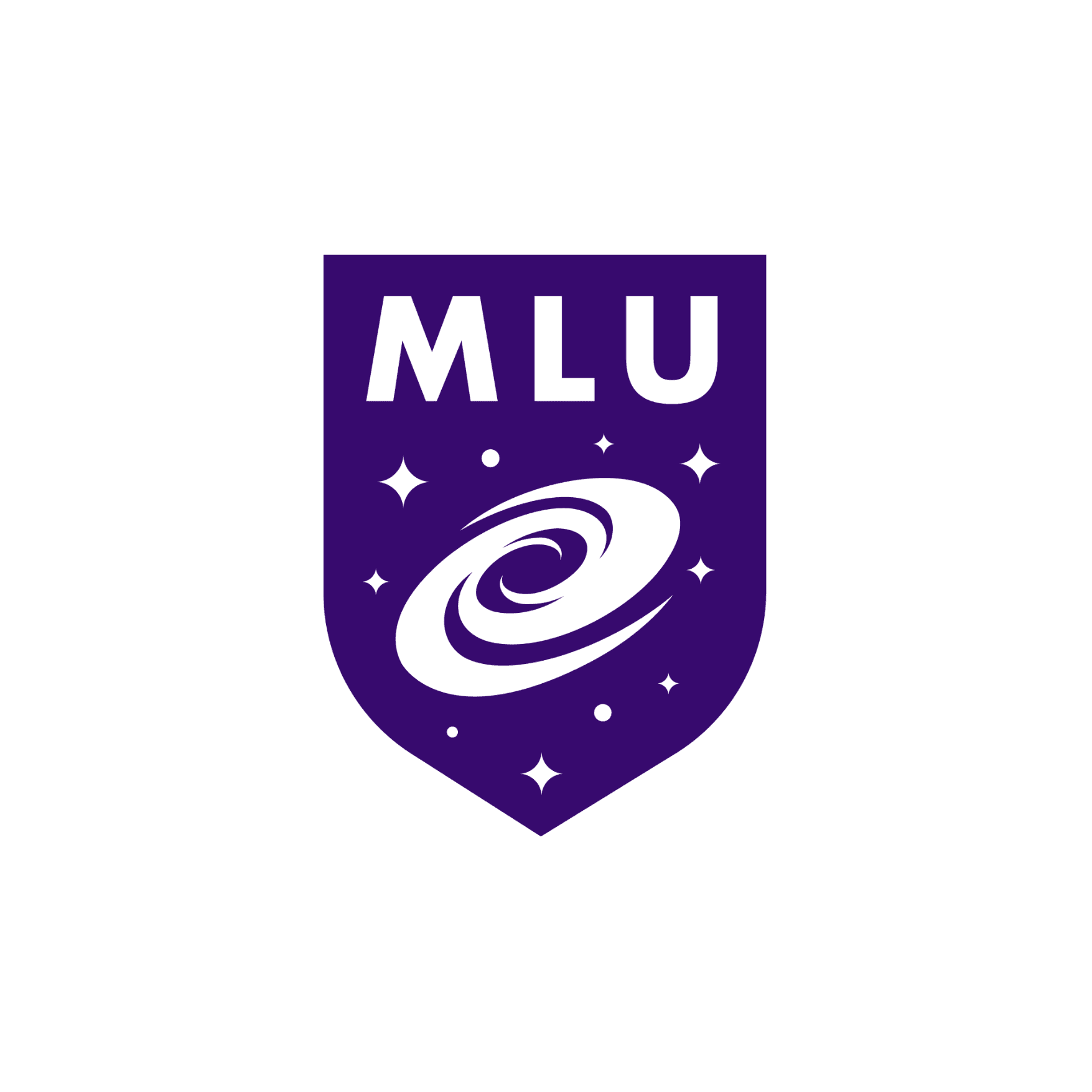 Merlin Learning Universe logo with letters 'MLU' above a galaxy. The logo is shaped in a shield.